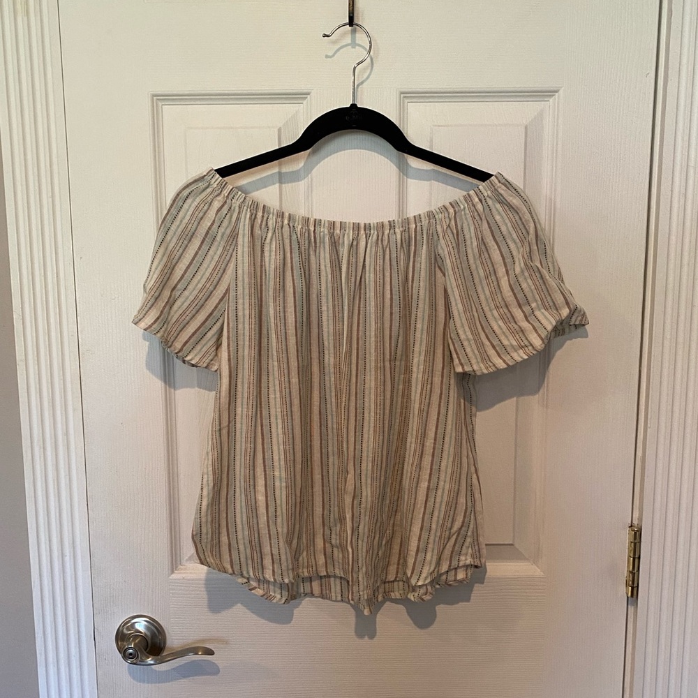 Striped off the shoulder shirt